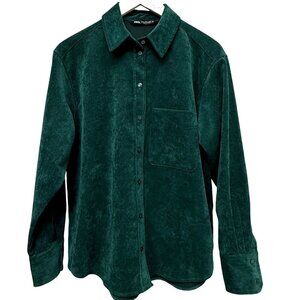 ZARA Green Corduroy Shirt Medium Top Holiday Shirt Jacket Womens Button Up